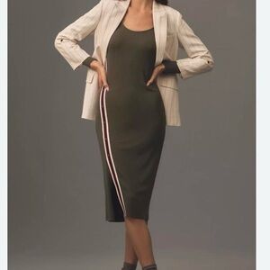 Anthropologie Bordeaux ribbed knit midi dress olive green bodycondress